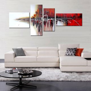Hand painted Abstract487 4 piece Gallery wrapped Canvas Art Set
