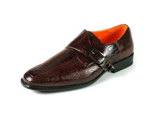 Mens Monk Strap Loafers Slip on Faux Snakeskin Metal Buckle Casual Dress Shoes