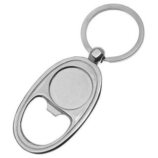 Key Chain Bottle Opener, Oval with 23mm Round Bezel, 1 Piece, Silver