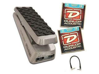 Dunlop DVP1 Volume Guitar Effect Pedal Bundle with One Patch Cable and Two Dunlop DAP1254 Phosphore Bronze Acoustic Strings (Light, 12 54)