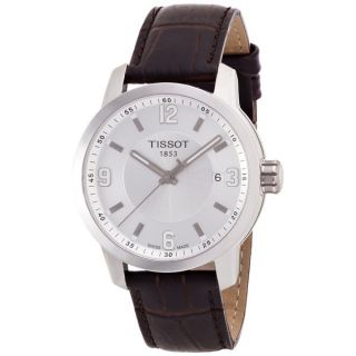 Tissot Mens PRC 200 Brown Leather Strap Analog Watch   15320163