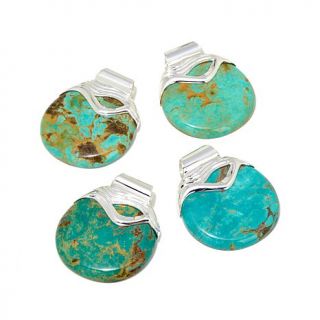 Jay King Tyrone Turquoise Round Drop Sterling Silver Pendant   8045495
