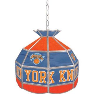 Trademark Global New York Knicks NBA 16 in. Nickel Hanging Tiffany Style Lamp NBA1600 NY