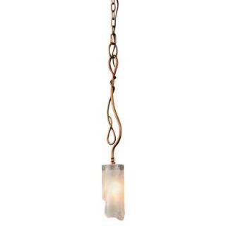 Varaluz Soho 1 Light Hammered Ore Mini Pendant with Brown Tint Ice Glass 126M01SHO