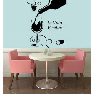 Black In Vino Veritas Wine Grapes Vinyl Sticker Wall Art