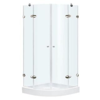 Vigo 40 in. x 78 in. Frameless Neo Round Shower Enclosure in Chrome with Clear Glass and Base VG6021CHCL40W