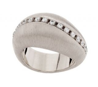 As Is VicenzaSilver Sterling Satin Diamonique Domed Ring —