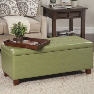 HomePop Moss Green Leatherette Large Storage Bench