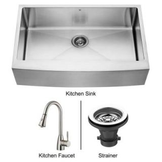 Vigo All in One Farmhouse Apron Front Stainless Steel 33x22x10 0 Hole Single Bowl Kitchen Sink DISCONTINUED VG14015