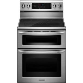 KitchenAid Architect Series II 6.7 cu. ft. Double Oven Electric Range with Self Cleaning Convection Oven in Stainless Steel KERS505XSS