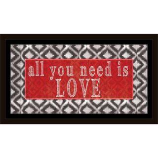 Need Love Distressed Ikat Pattern Sketched Inspirational Typography Red & Grey, Framed Canvas Art by Pied Piper Creative