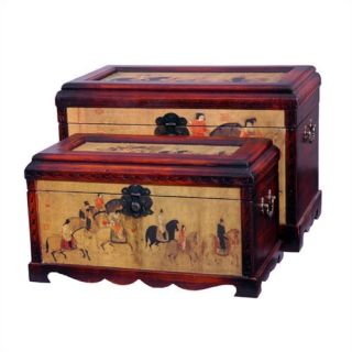 Oriental Furniture Galloping Horses Oriental Storage Trunk