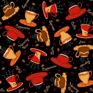 V.i.p By Cranston Coffee Cups Fabric