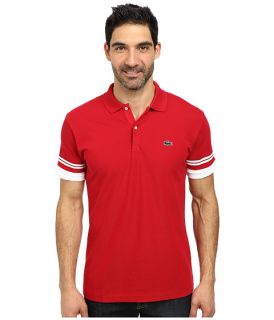 Lacoste Cotton Pique Semi Fancy Slim Fit Made In France Polo Tokyo Red White