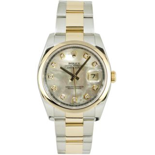 Pre Owned Rolex Mens Datejust Two tone Oyster Band Mother of Pearl