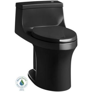 KOHLER San Souci Touchless Comfort Height 1 piece 1.28 GPF Single Flush Elongated Toilet with AquaPiston Flush in Black Black K 4000 7