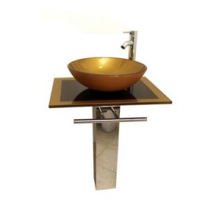 Kokols Parvati Pedestal Combo Bathroom Sink in Mustard Gold WF 40