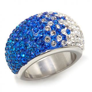 Stately Steel Ombre Crystal Dome Stainless Steel Ring   7975608