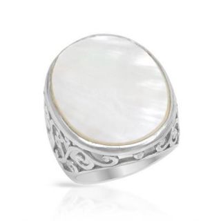 Kele & Co .925 Sterling Silver Mother of Pearl Disc Ring