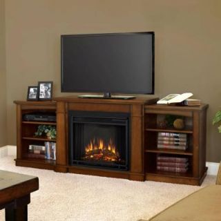 Real Flame Hawthorne 75 in. Media Console Electric Fireplace in Burnished Oak 2222E BO