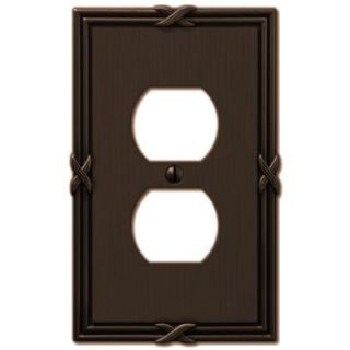 Amerelle Ribbon and Reed 1 Duplex Wall Plate   Aged Bronze 44DVB