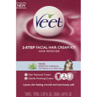 Veet 2 Step Facial Hair Cream Kit Hair Remover, 2 x 1.69 Ounce