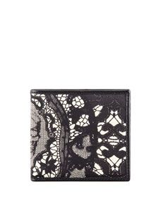 Alexander McQueen Skull & Lace Print Bi Fold Wallet
