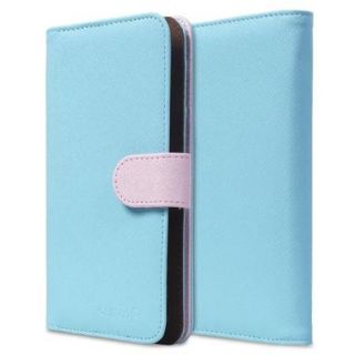 Fosmon CADDY IDEAL Leather Multipurpose Wallet Case Cover for iPhone 5/5s/5c/SE   Light Blue/Light Pink