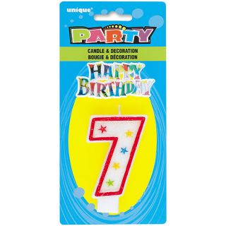 Number 7 Birthday Candle and Cake Topper