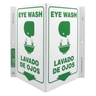 ZING 2616 Eye Wash Sign, 11 x 7In, GRN/WHT, Bilingual