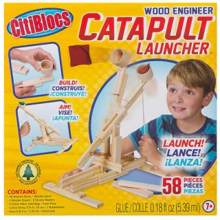 Citiblocs Wood Engineer Catapult Launcher Building Blocks 40 Pieces    Poof Slinky
