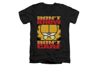 Garfield Don't Know Don't Care Mens V Neck Shirt