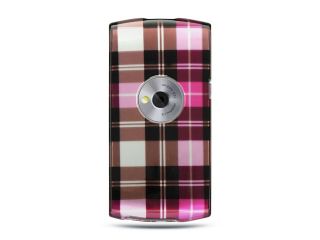 Sony Ericsson Vivaz U5a Hot Pink Checker Design Crystal Case