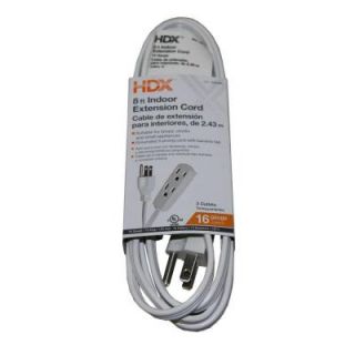 HDX 8 ft. 16/3 SPT 2 Extension Cord   White HD#838 802