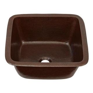 SINKOLOGY Greco Drop In or Undermount Dual Mount Copper 15 in. Handmade Solid Perp/Bar Sink in Aged Finish SP501 15AG