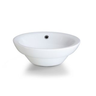 Semi Recessed Round Vitreous China Vessel Bathroom Sink by Ryvyr