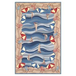 Kas Rugs Sunbrella Blue 2 ft. 6 in. x 4 ft. 2 in. Area Rug COL180930X50