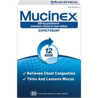 Mucinex 12 Hour Chest Congestion Expectorant Tablets, 20 Count