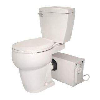 THETFORD Bathroom Anywhere 2 piece 1.28 GPF Round Toilet with Seat and 0.80 HP Macerating Pump in White 42821
