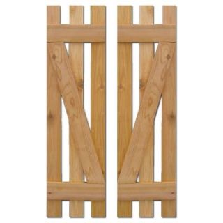 Design Craft MIllworks 12 in. x 55 in. Baton Spaced Z Board and Batten Shutters (Natural Cedar) Pair 420211