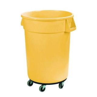 Carlisle Bronco 32 Gal. Yellow Round Trash Can with Dolly (4 Pack) 34113204