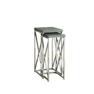 Monarch Specialties Reclaimed Look/Chrome Plant Stand in Dark Taupe (2 Piece) I 3256