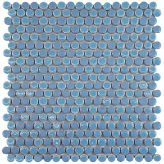 Merola Tile Comet Penny Round Sky 11 1/4 in. x 11 3/4 in. x 9 mm Porcelain Mosaic Tile FSHCOMSK