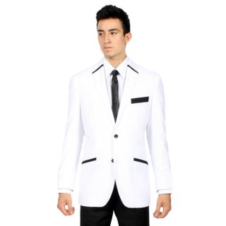 Ferrecci Mens Slim Fit White and Black 2 button Blazer   16055224