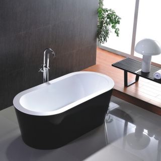 Vanity Art Freestanding 67 inch White and Black Acrylic Bathtub