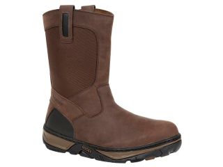 Rocky Men's Forge 8" Brown/Darkwood PullOn Wedge Waterproof Leather Boots 10.5 M