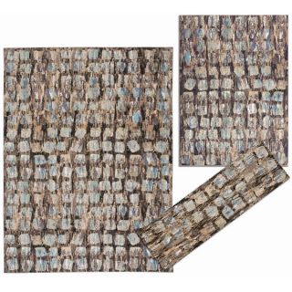 Nourison Tilted Squares Collection Beige 3 piece Rug Set   15845996