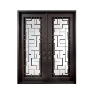 Iron Doors Unlimited 74 in. x 98 in. Bel Sol Classic Full Lite Painted Oil Rubbed Bronze Decorative Wrought Iron Prehung Front Door IB7498RSLC