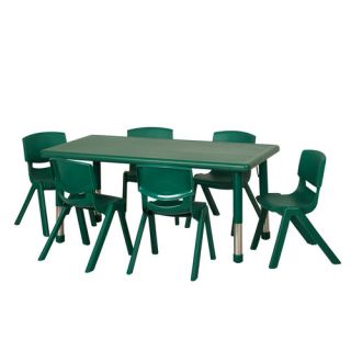 ECR4kids 7 Piece 48 x 24 Rectangular Classroom Table and Chair Set