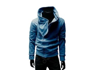 KMFEIL Men's Fleece Thickening Hooded Sweater Windproof Collar Slim Coat